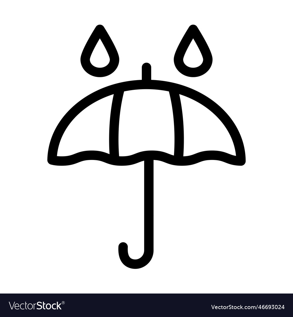 Umbrella With Rain Drops Thick Line Icon Vector Image