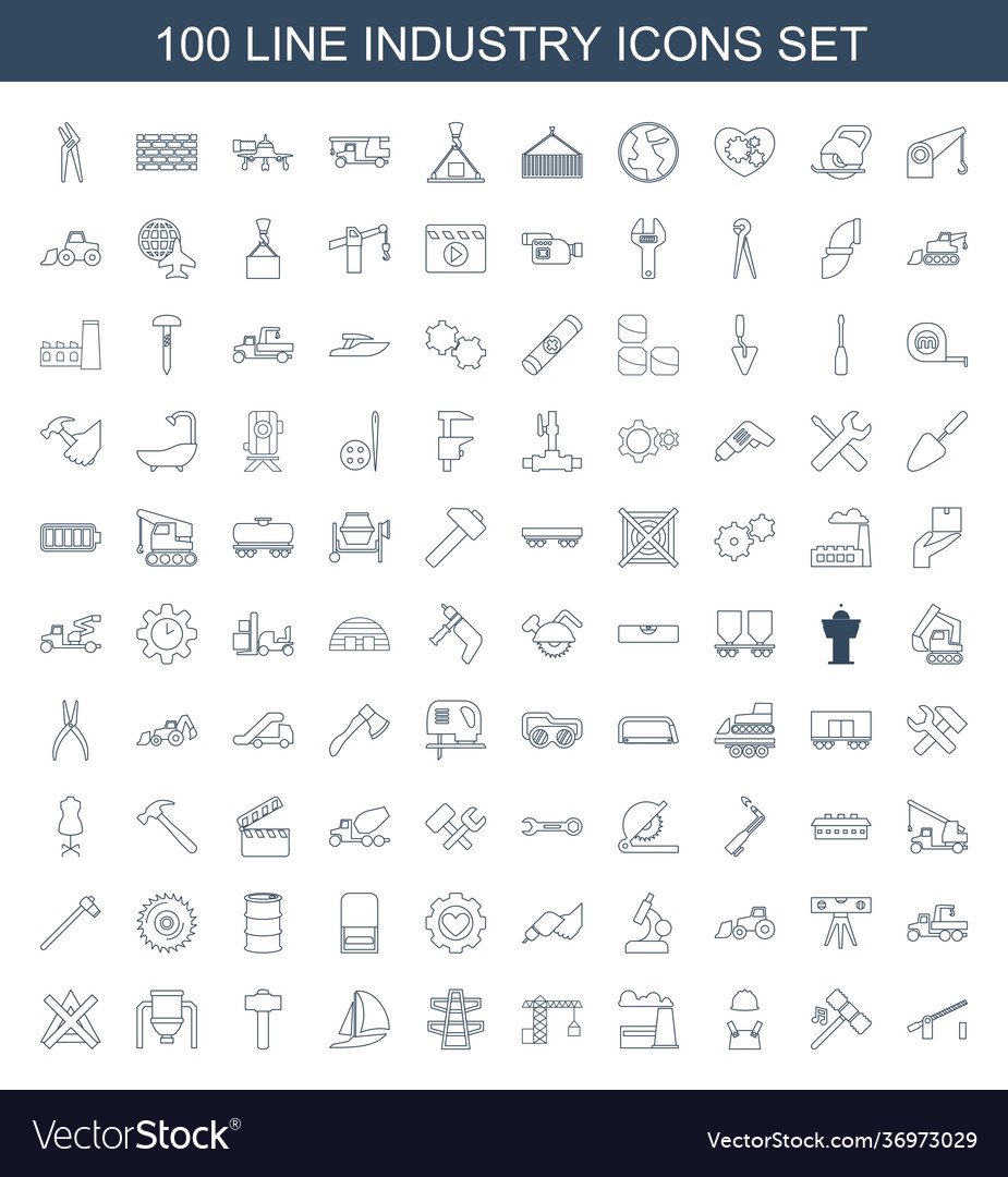 100 industry icons Royalty Free Vector Image - VectorStock