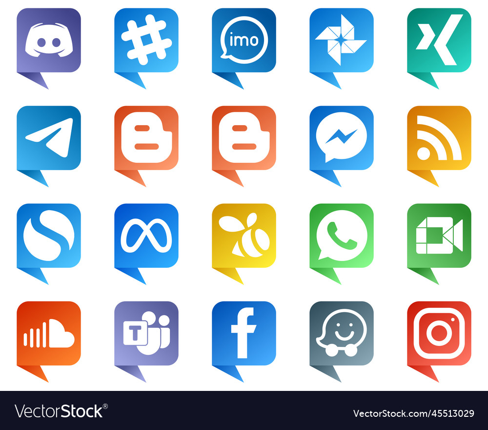 20 stylish chat bubble style social media icons