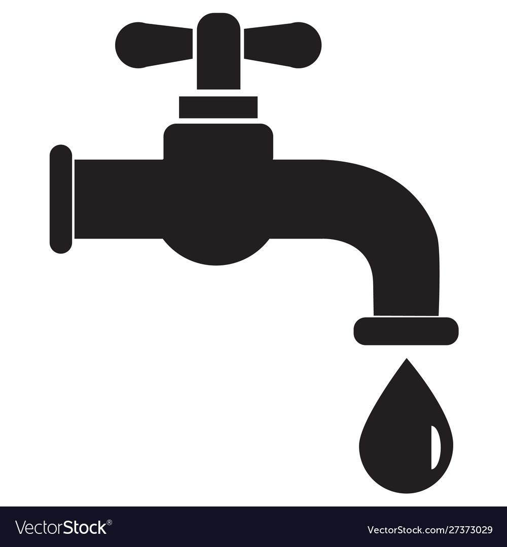 Dripping tap with drop icon on white background