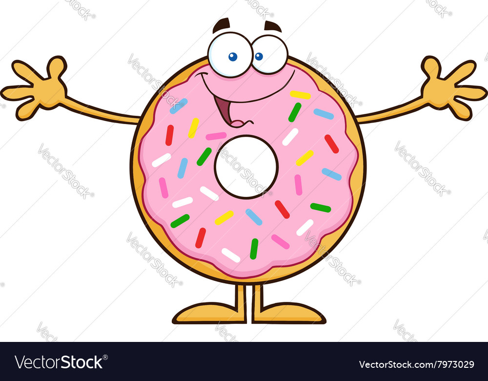 Funny donut cartoon Royalty Free Vector Image - VectorStock