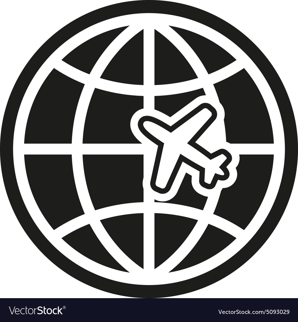 Globe and plane travel icon shipping symbol