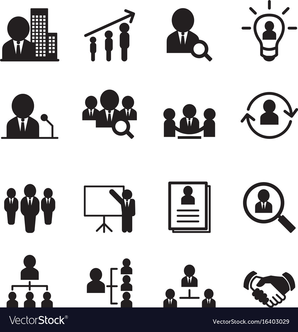 Human resource management icon set Royalty Free Vector Image