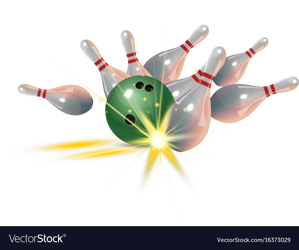 Realistic bowling strike concept on white Vector Image