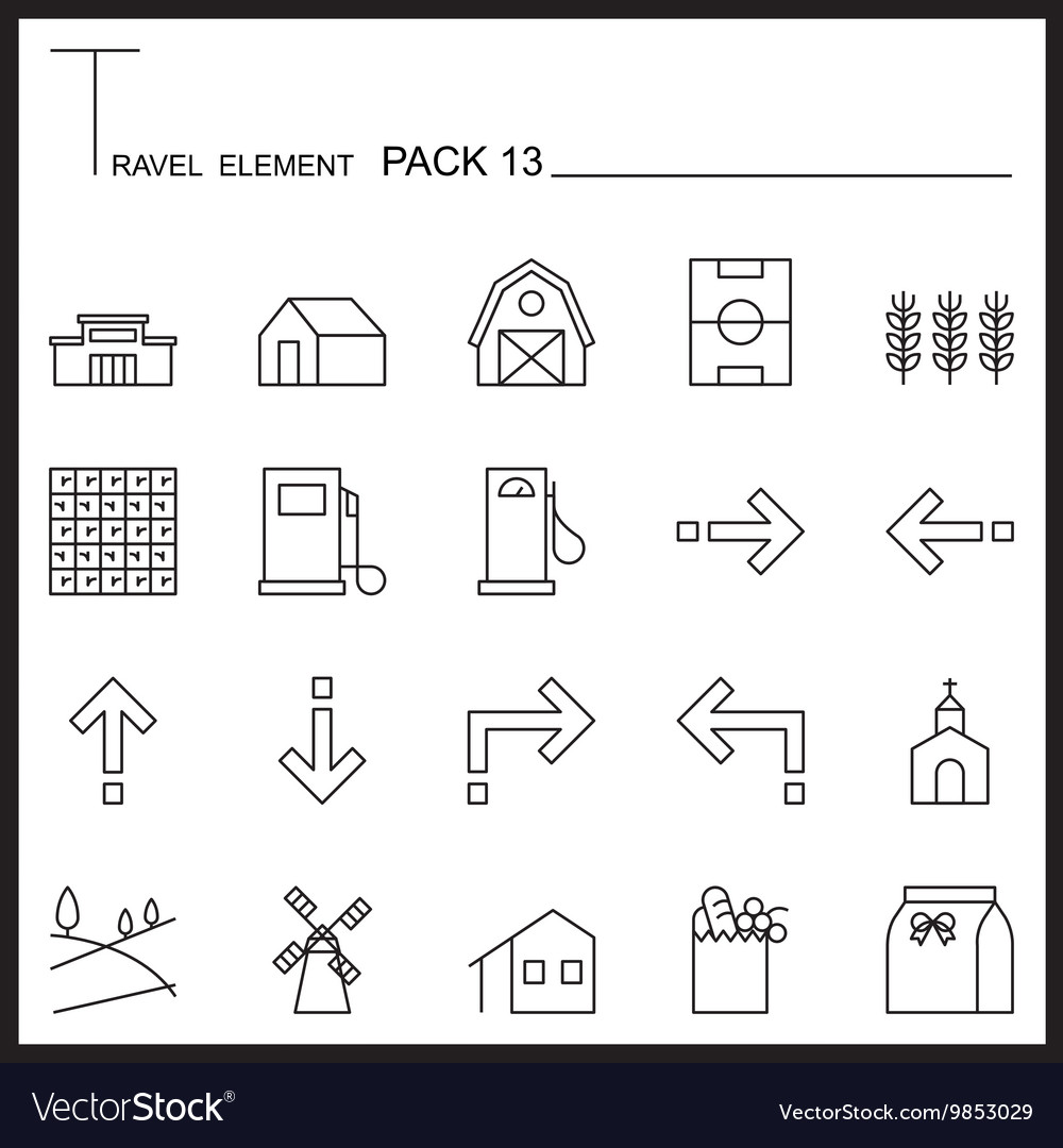 Travel element line icon set 13country thin icons