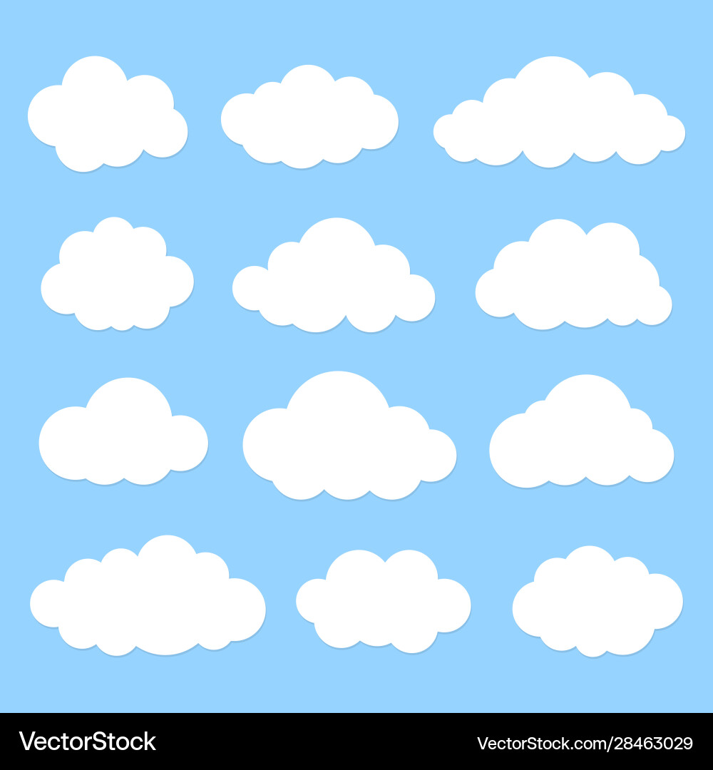 Variety white clouds set Royalty Free Vector Image