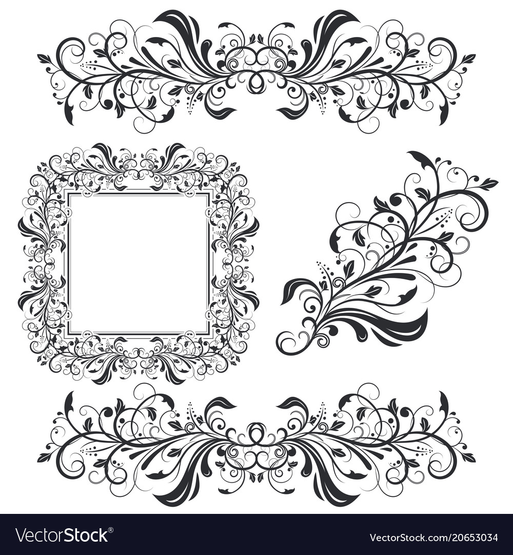 floral decorative frame and ornaments wedding vector image vectorstock