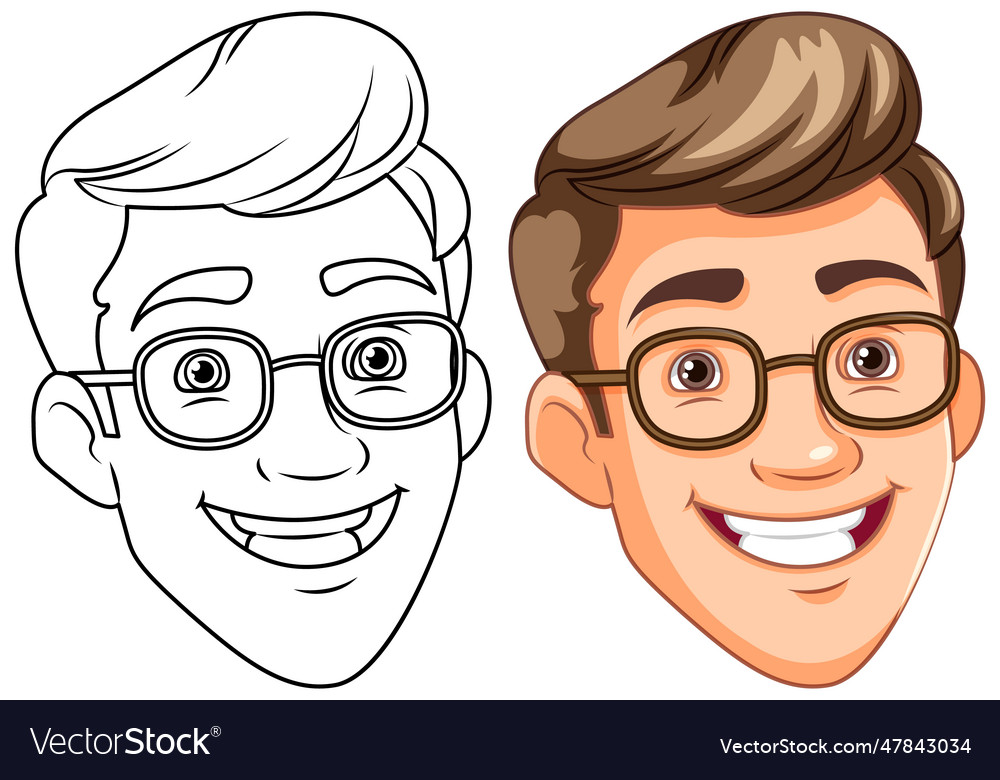 Man wearing glasses smiling head Royalty Free Vector Image