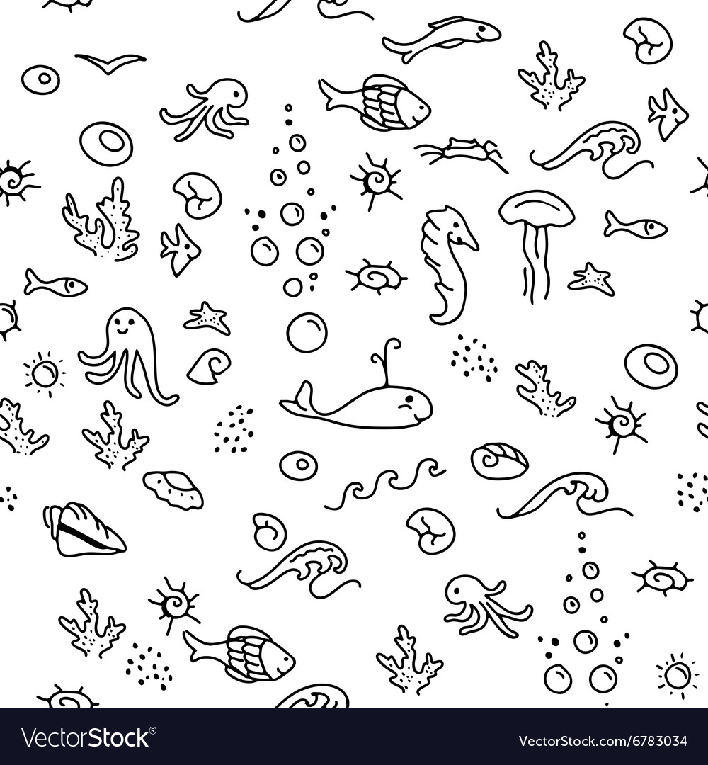 Simple seamless pattern with shells Royalty Free Vector