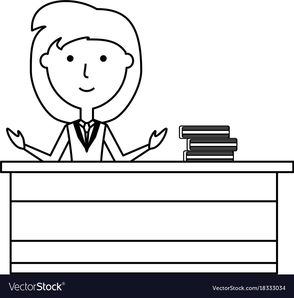 Teacher at desk icon