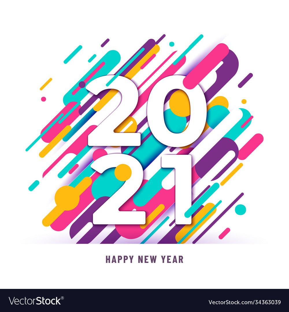 2021 happy new year big numbers with color vector image 2021 happy new year big numbers with color