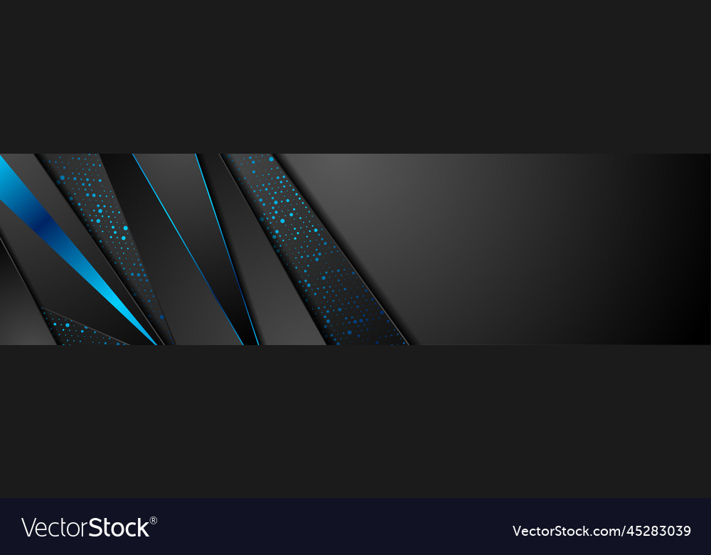 Black technology abstract banner with blue dots Vector Image