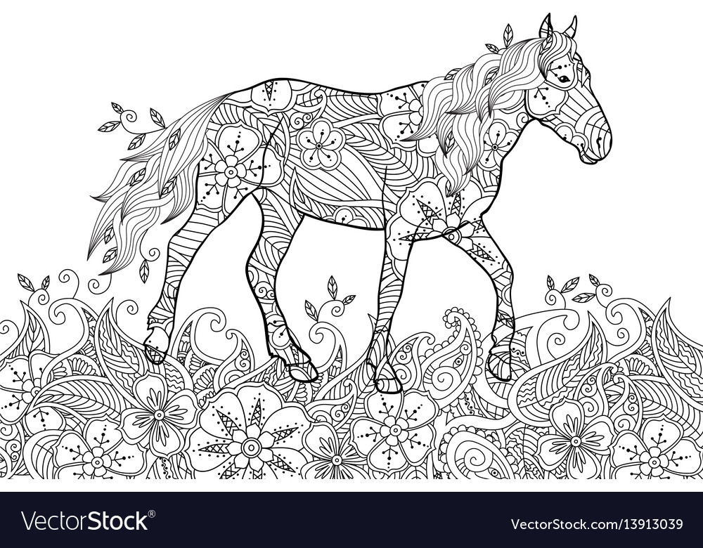 Coloring page in zentangle inspired doodle style Vector Image