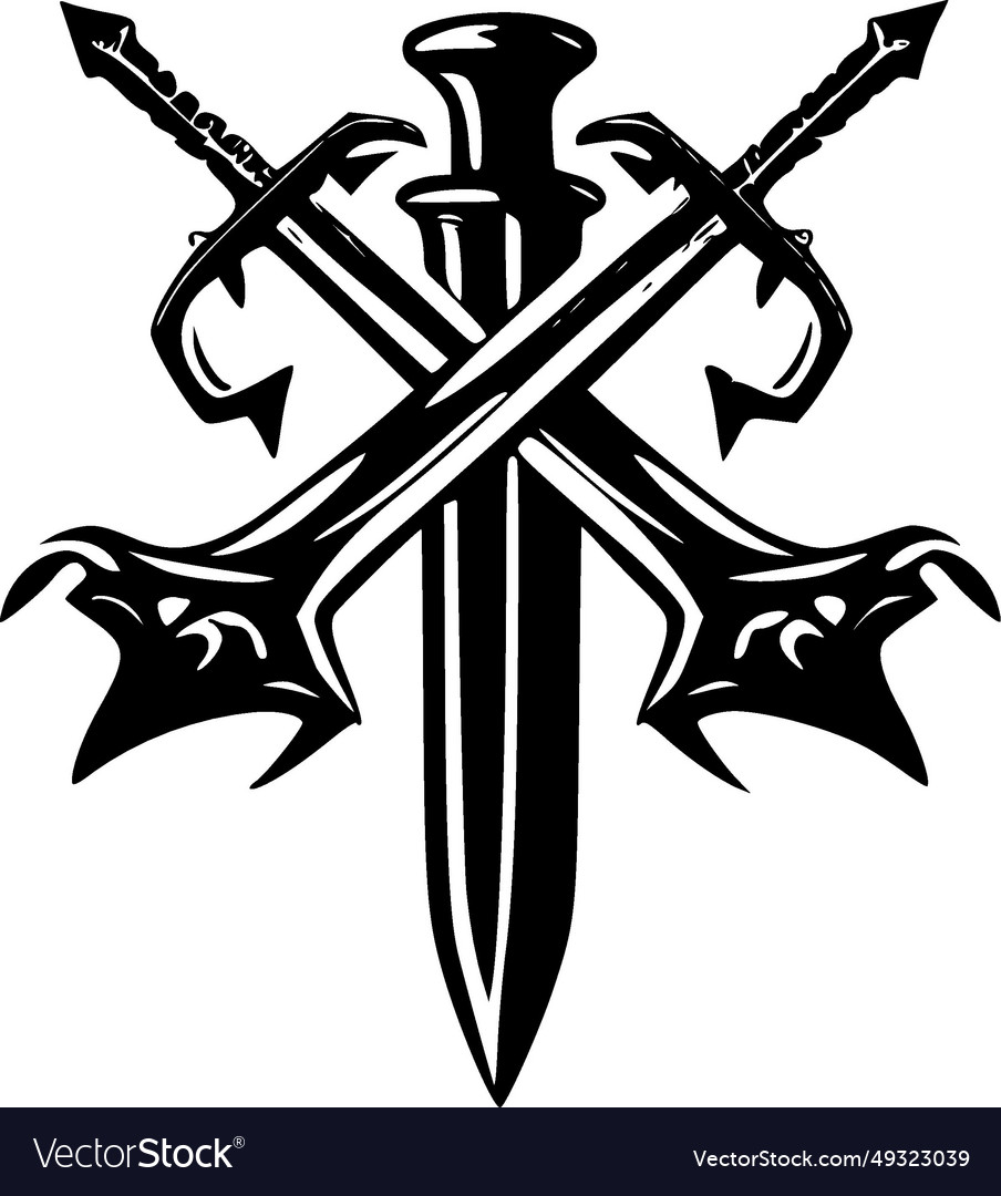 Crossed swords - minimalist and flat logo Vector Image