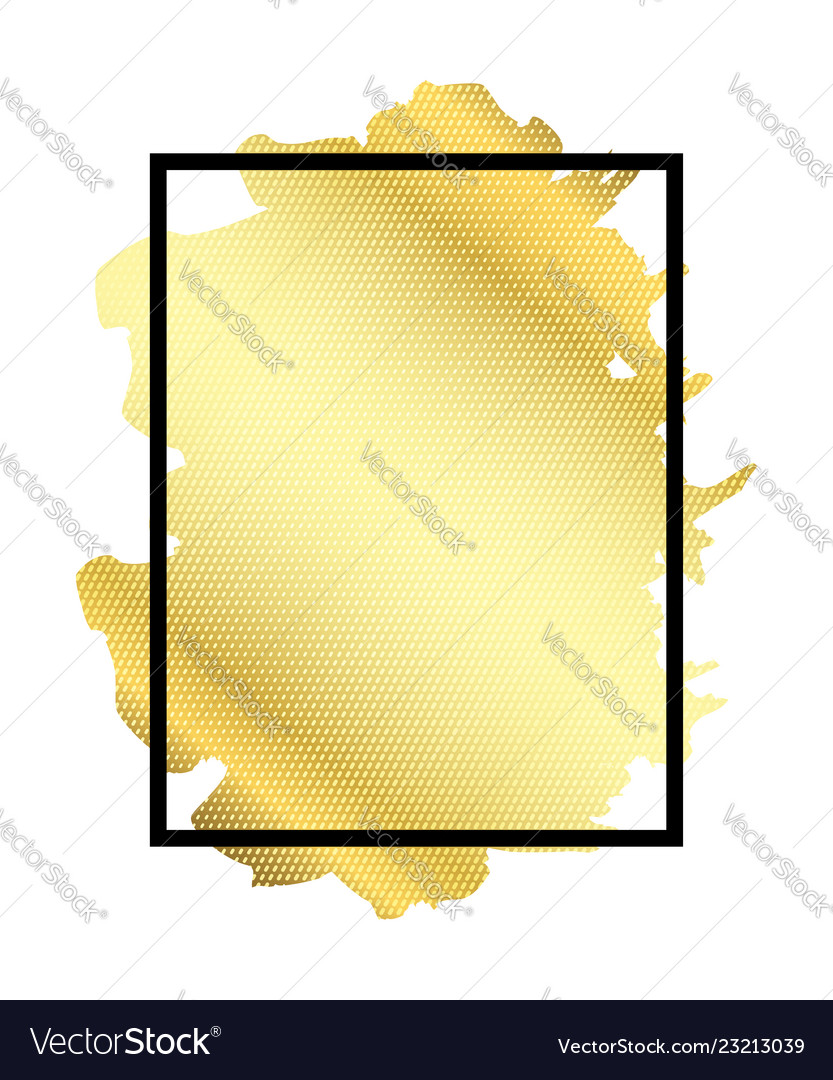 Gold Brush In Black Rectangle Frame Isolated White Black Rectangle Frame Isolated White