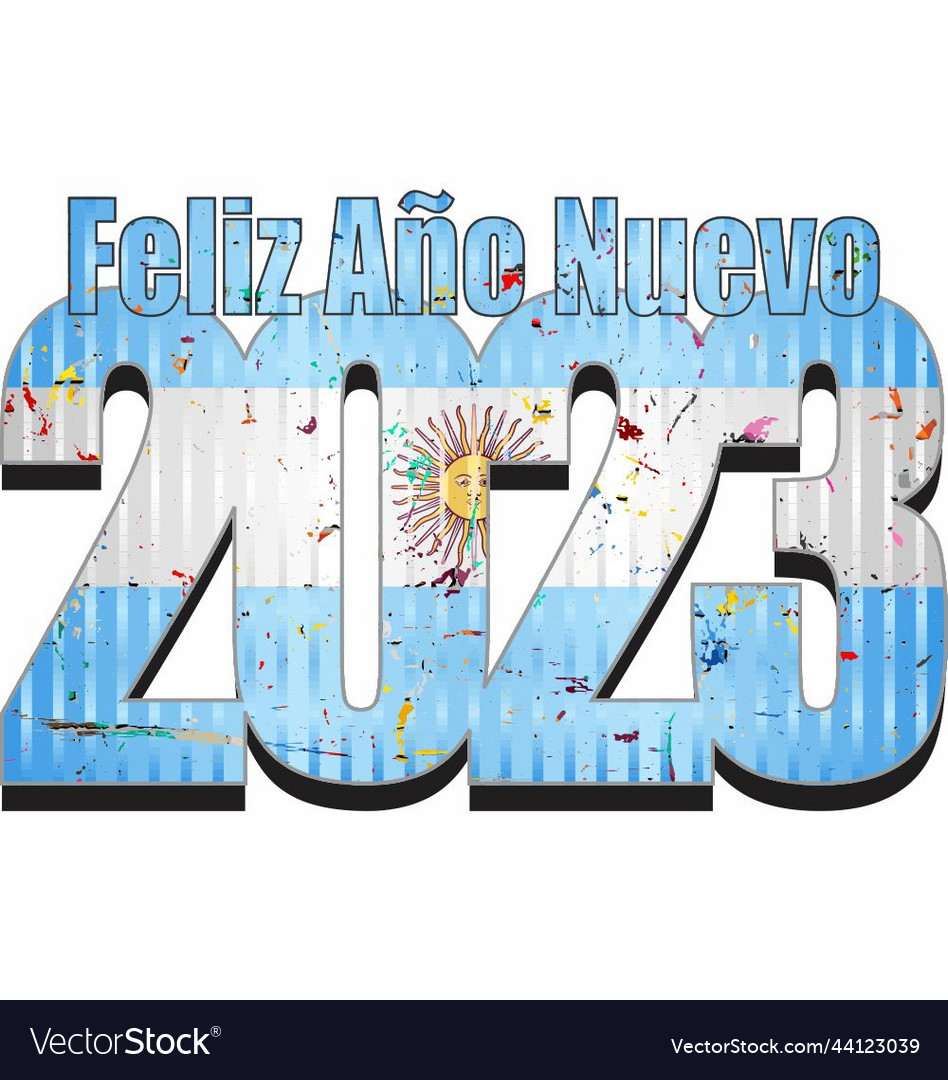 Happy new year 2023 with argentina flag inside Vector Image