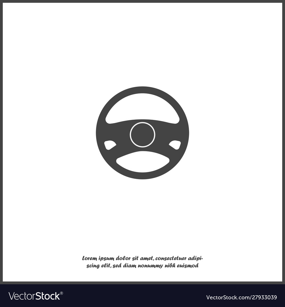 Icon car steering wheel on white isolated