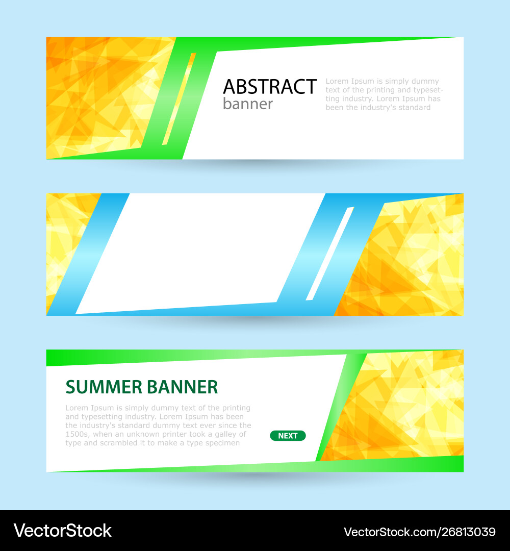 Set Horizontal Summer Web Banner Templates Bright Vector Image