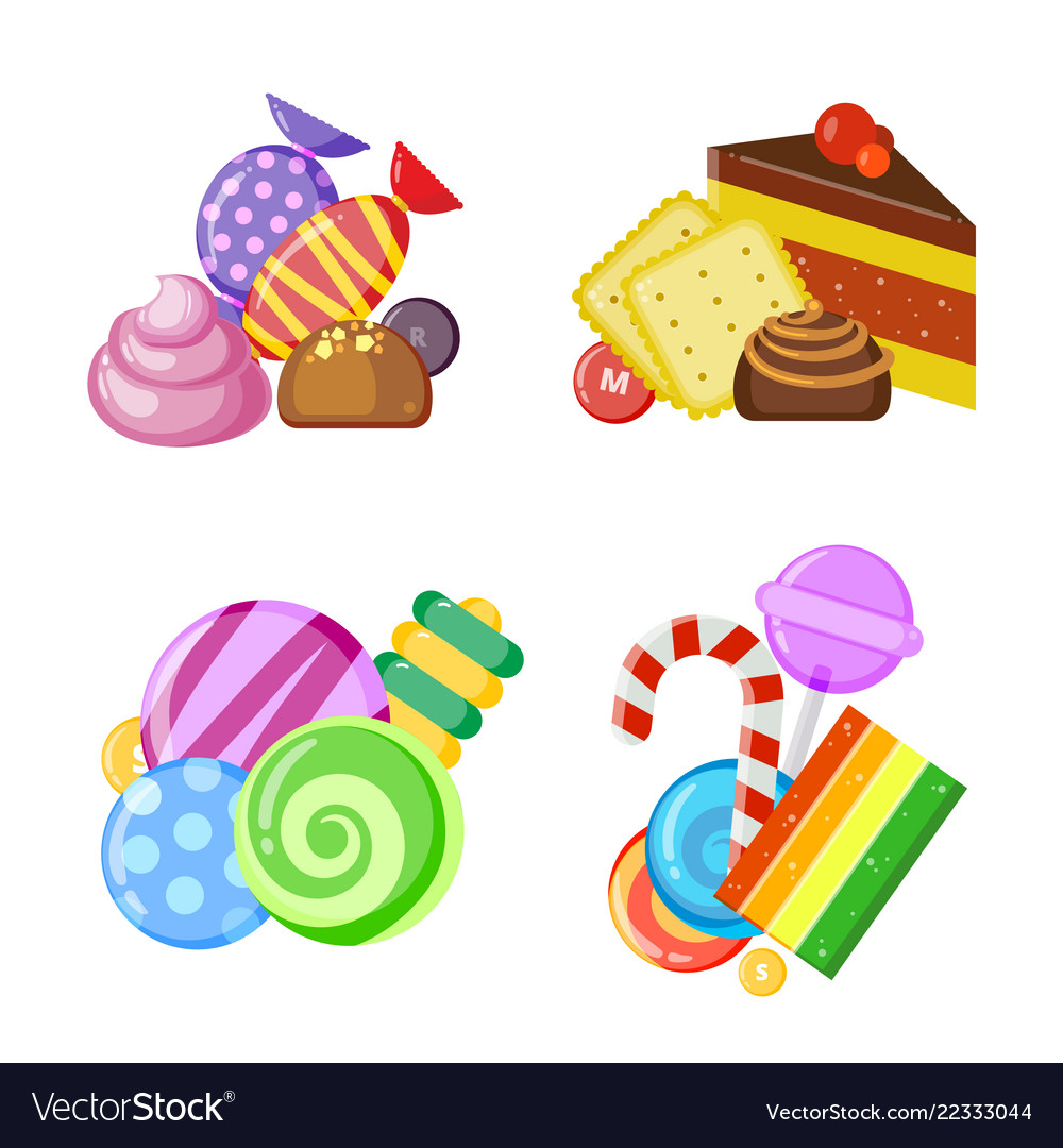 Candy Collection Concept Colored And Juicy Vector Image