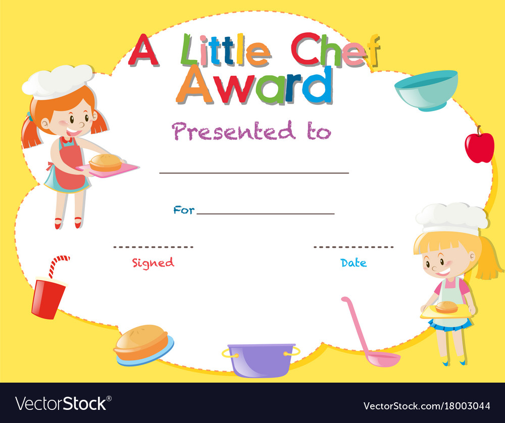 certificate-template-with-kids-cooking-royalty-free-vector