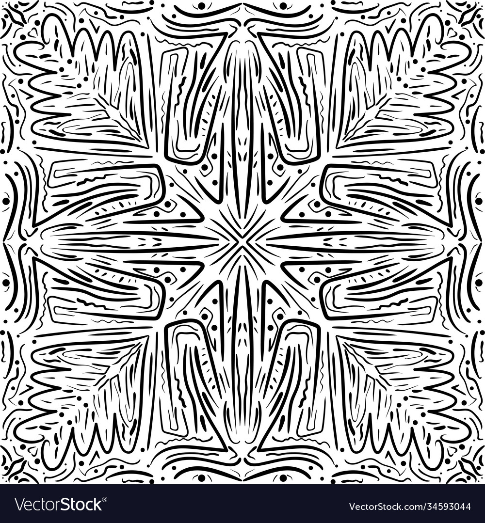 Indian decorative mandala black and white