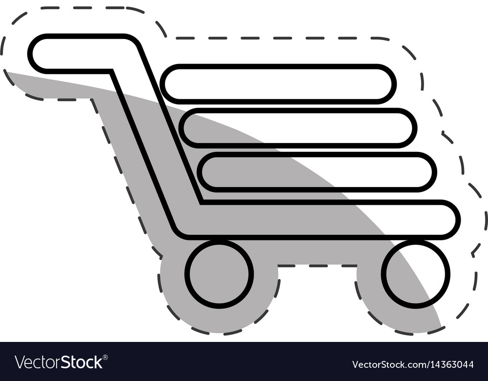 Shopping cart commerce online cut line Royalty Free Vector