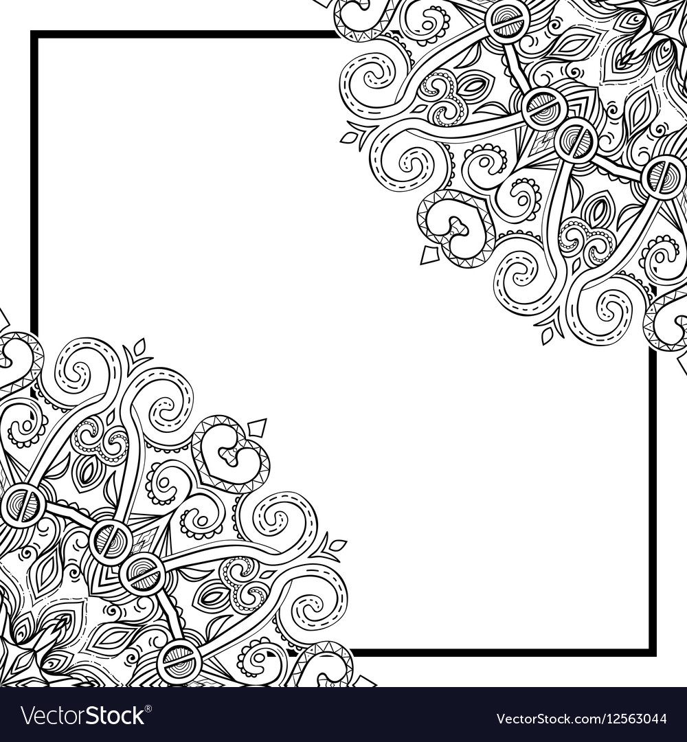 Mandala With Square Frame On White Background 11098035 Vector Art At