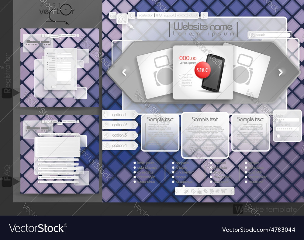 Website design template menu elements Royalty Free Vector