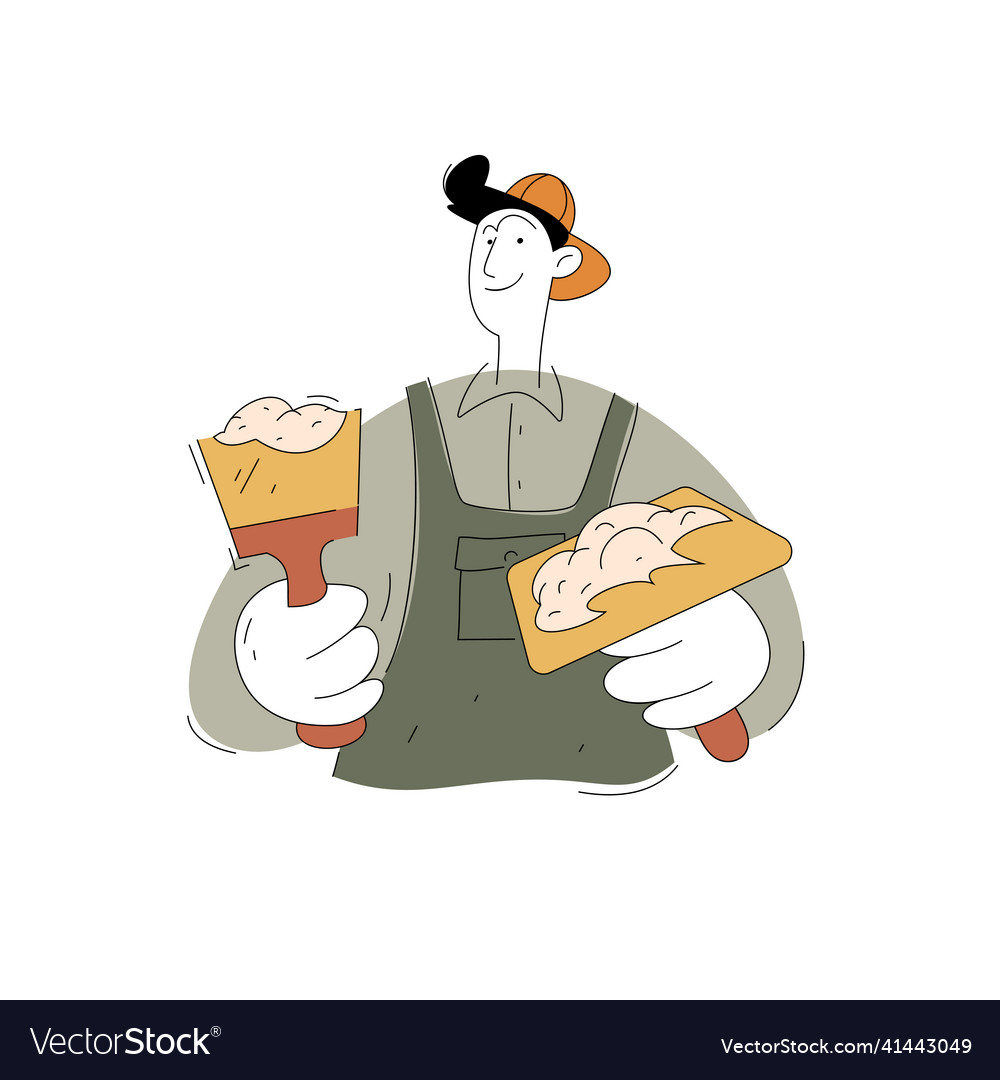 A construction worker character plasterer