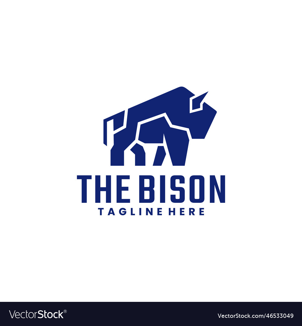 Bison modern technology logo design Royalty Free Vector