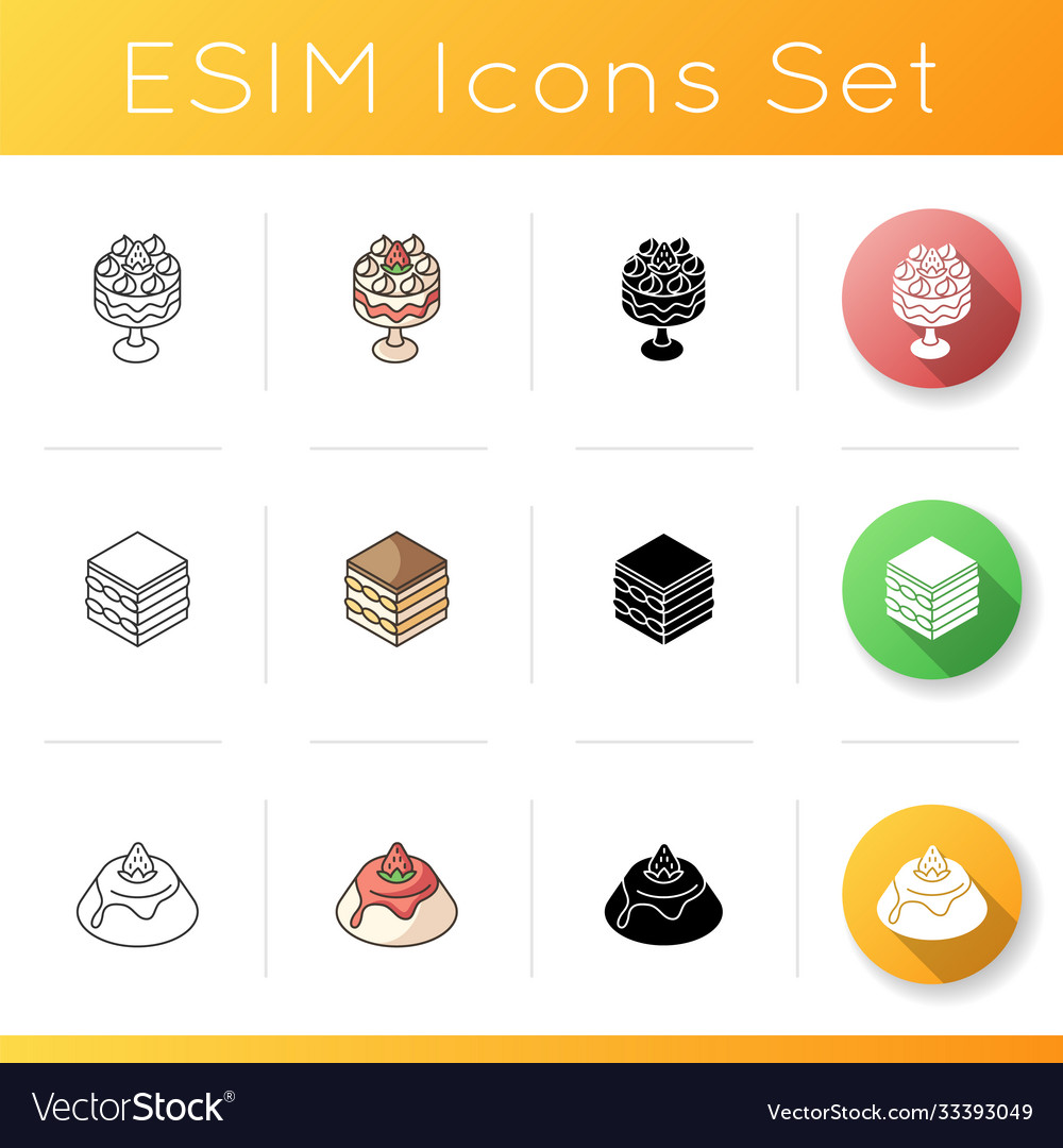 European desserts icons set