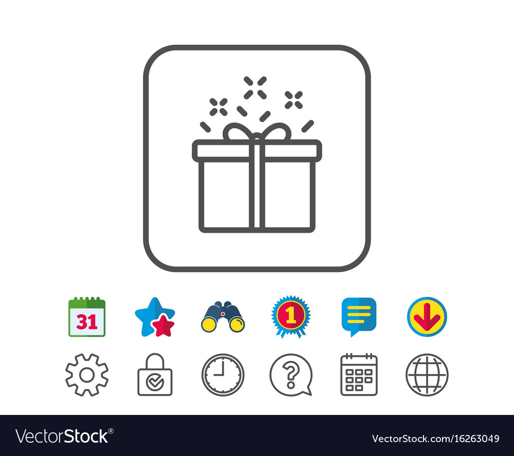 Gift box line icon present sign