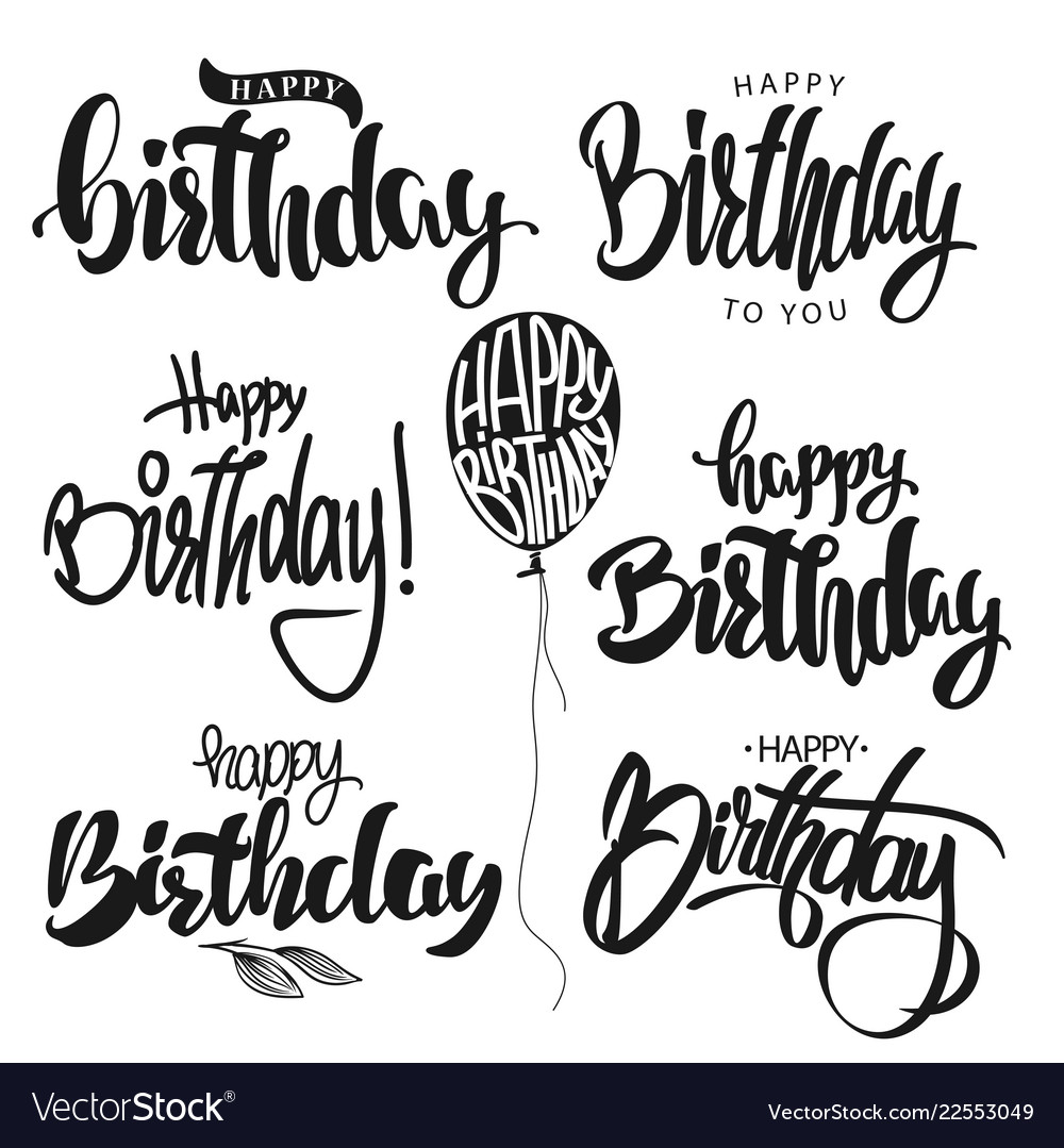 Calligraphy Hand Lettering Happy Birthday Font Images