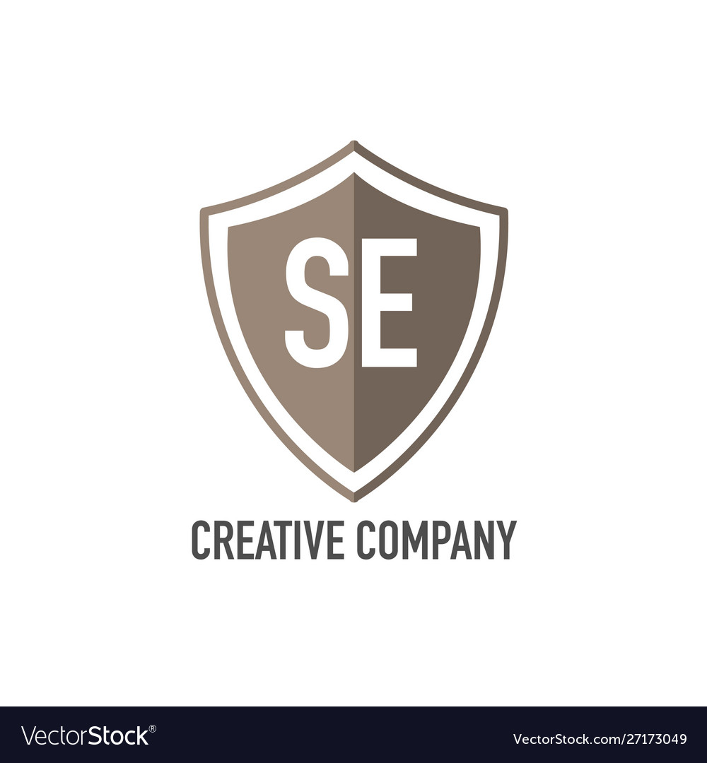 Initial letter se shield design loco concept Vector Image