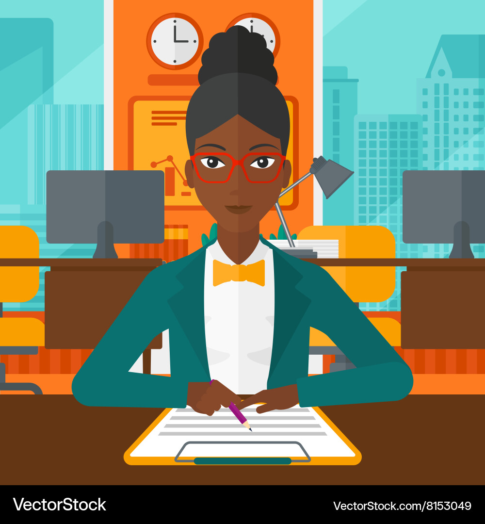 Woman Signing Contract Royalty Free Vector Image