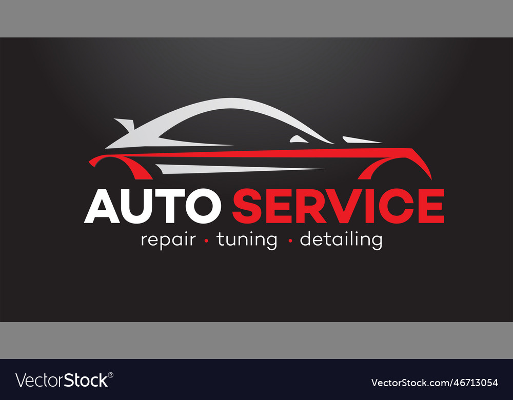 Auto service logo isolated on black Royalty Free Vector