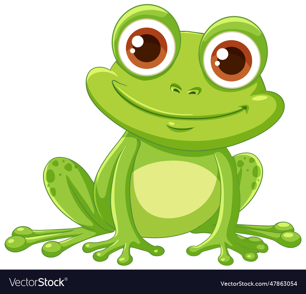 Cute green frog cartoon Royalty Free Vector Image