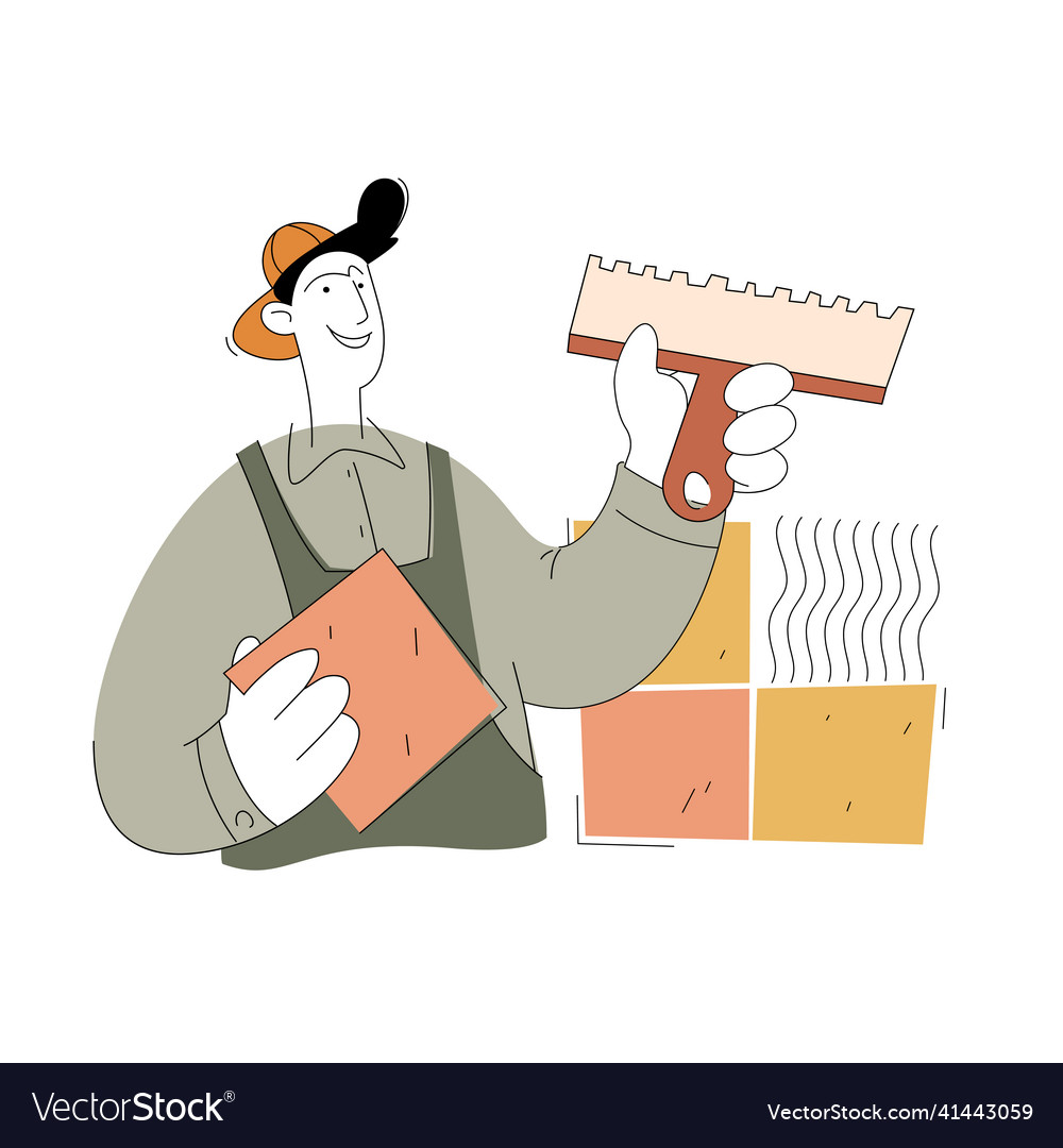 A construction worker character plasterer