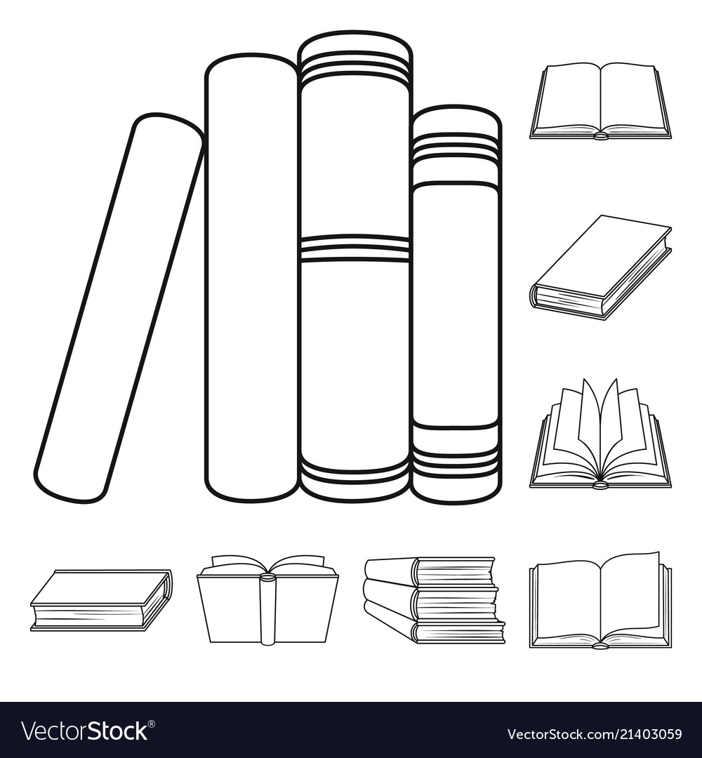 Book bound outline icons in set collection