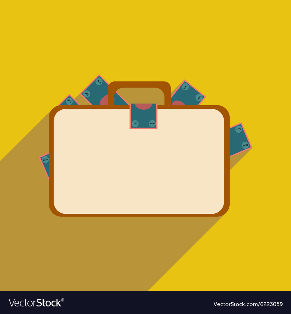 Flat with shadow icon case money Royalty Free Vector Image