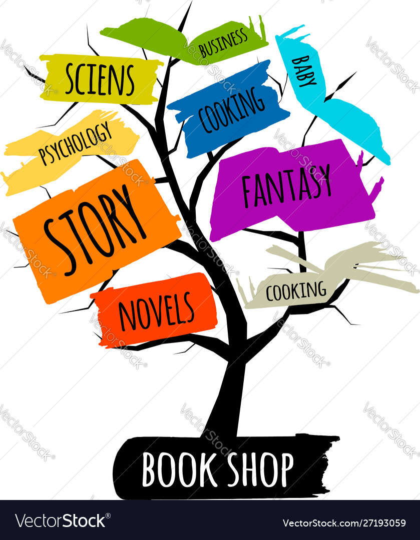 Library tree with books for your design Royalty Free Vector