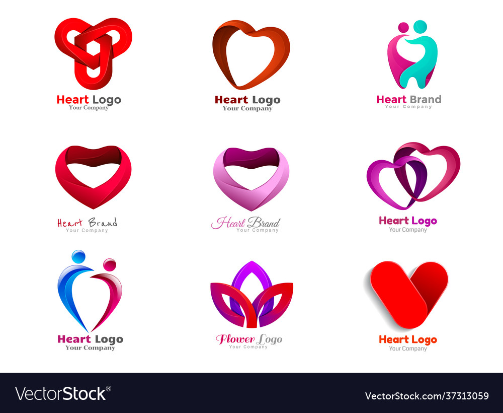 Red heart collection icon love symbol isolated Vector Image