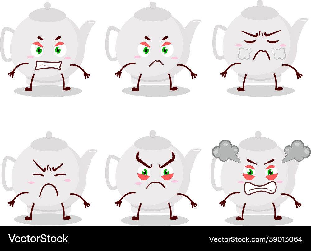 Ceramic teapot cartoon character with various Vector Image