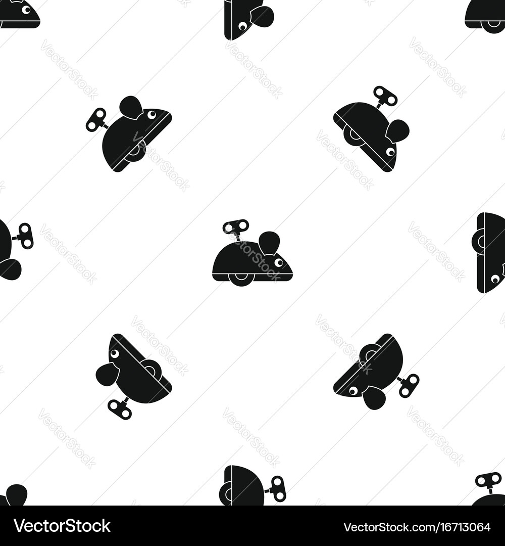 Clockwork mouse pattern seamless black Royalty Free Vector