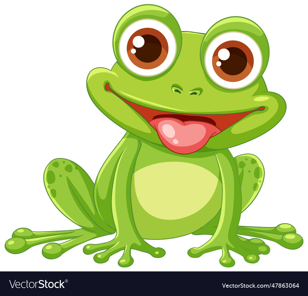 Cute green frog cartoon Royalty Free Vector Image