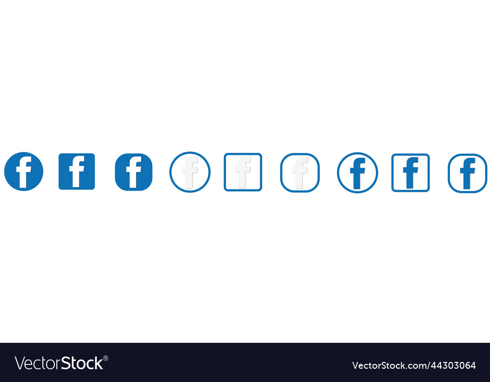 Facebook logo set isolated on white background Vector Image