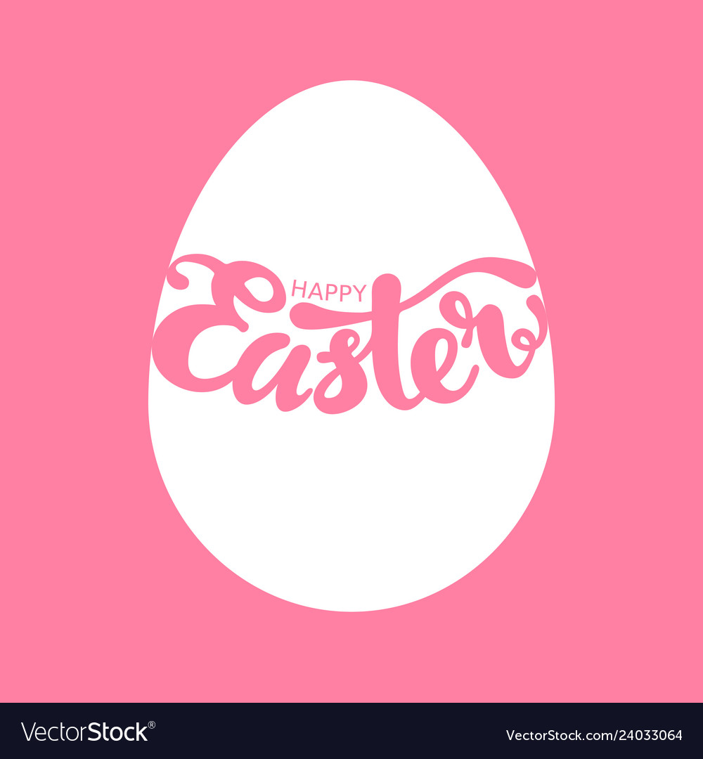 Happy easter lettering on egg silhouette