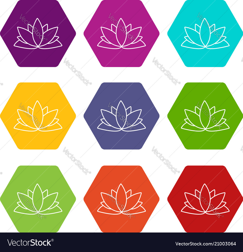 Lotus Flower Icons Set 9 Royalty Free Vector Image 0108