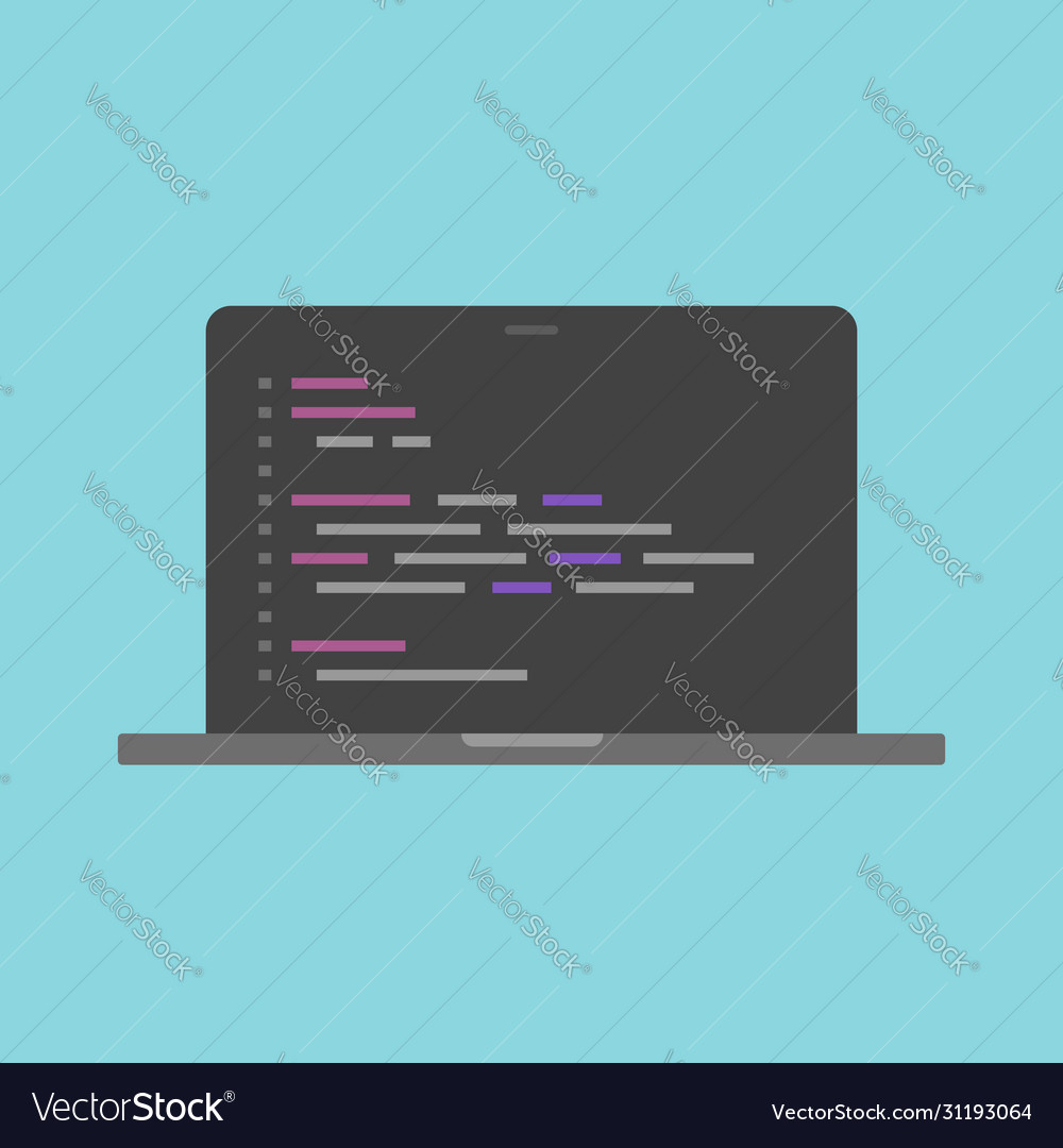 Programming code on laptop computer screen or php Vector Image