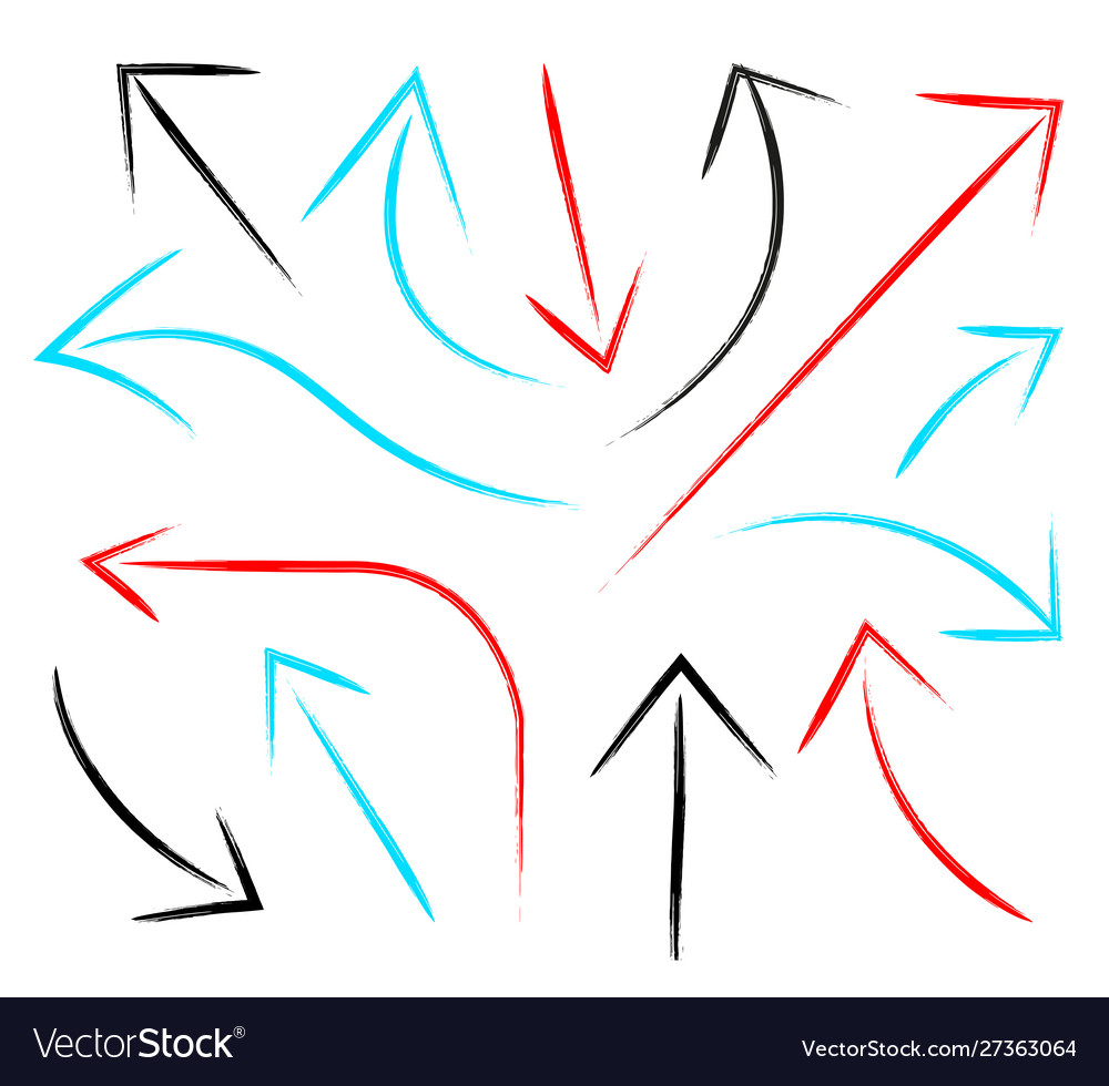 Set different grunge brush arrows pointers vector image Set different grunge brush arrows pointers